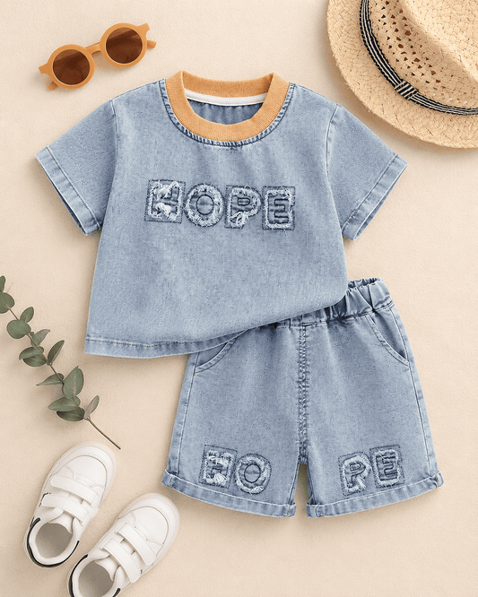 Denim Shirt And Shorts Set