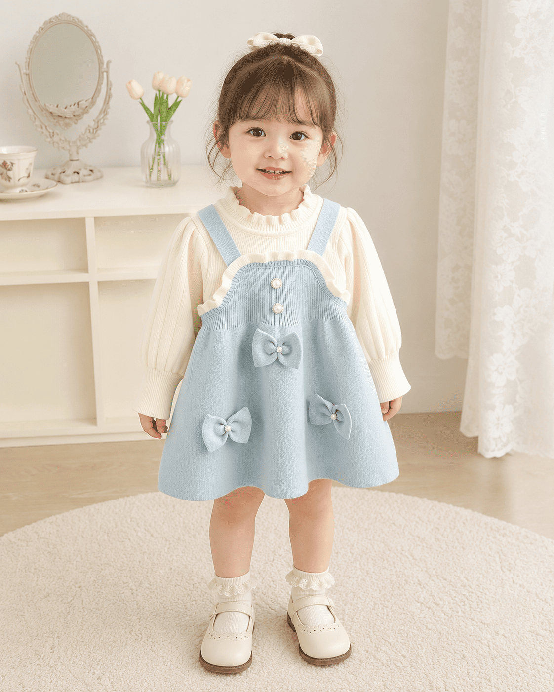 GirlsLaceTrimKnittedLongSleeveSweaterDress_7
