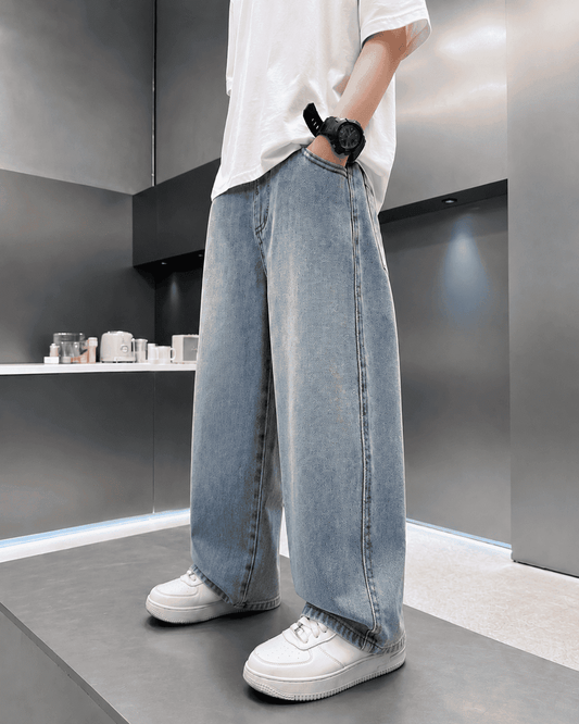 Wide Leg Baggy Denim Cartoon Embroidery