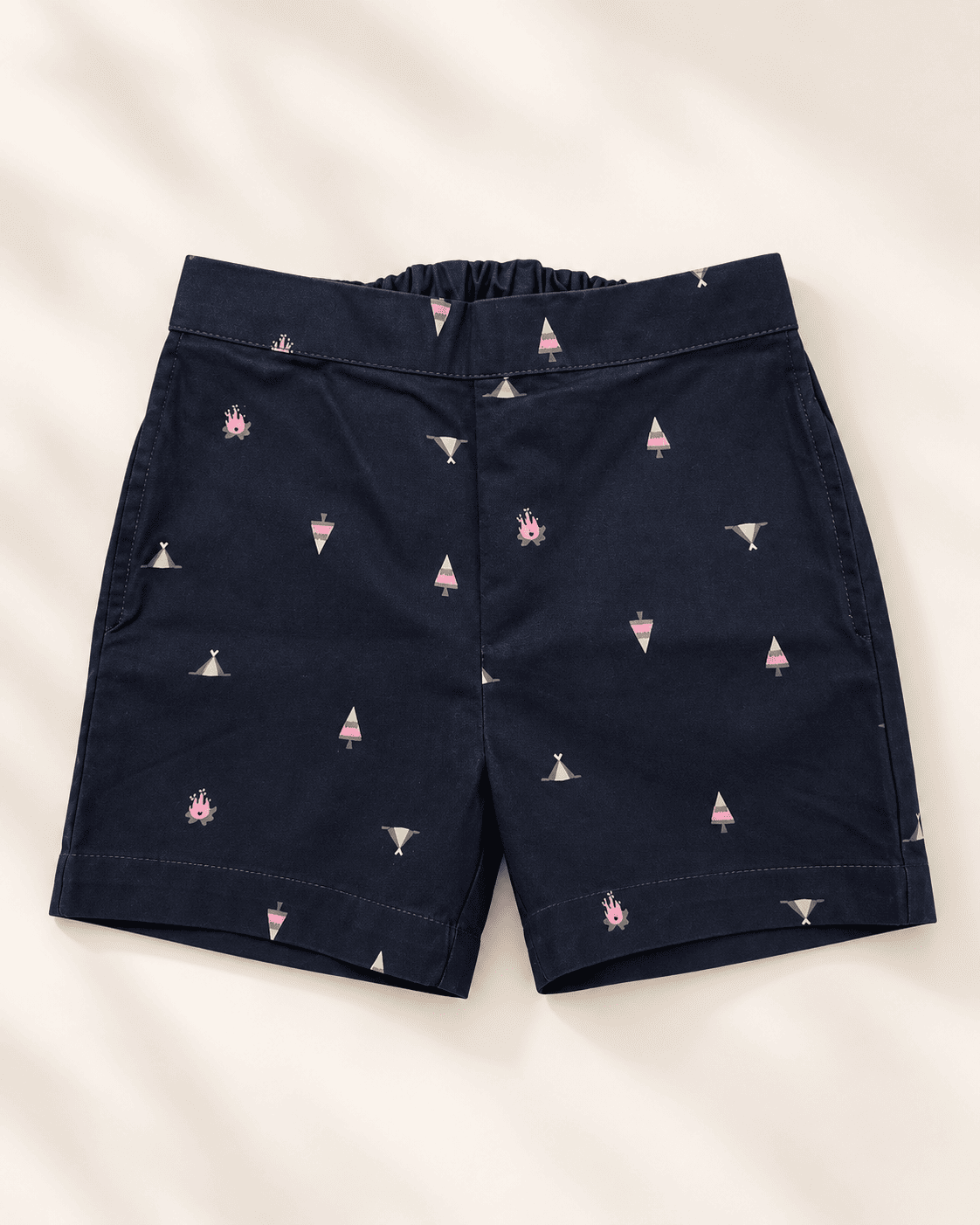 Boys Olive Green Poplin Shirt & Printed Navy Shorts Set | Kids Casual Co-ord Outfit