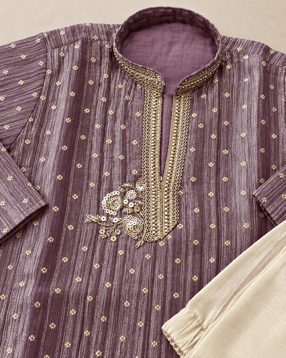 Boys Orange Embroidered Kurta Pajama Set – Kids Ethnic Wear for Wedding & Festivals