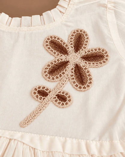 Girls Ivory Floral Embroidered Kurti, Dhoti Pants & Dupatta 3-Piece Set | Kids Ethnic Wear