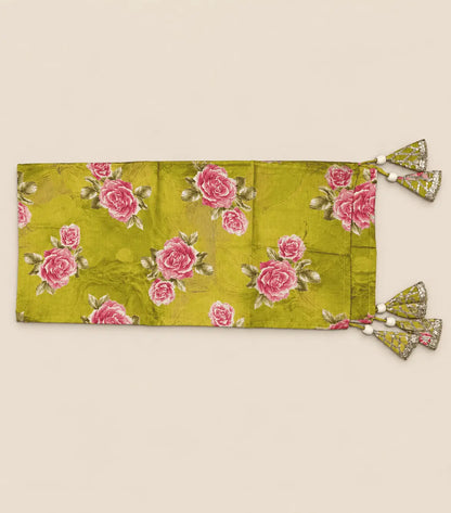 Girls Olive Green Floral Anarkali Set with Palazzo & Dupatta | 3-Piece Kids Ethnic Wear for Diwali, Wedding & Festive Wear
