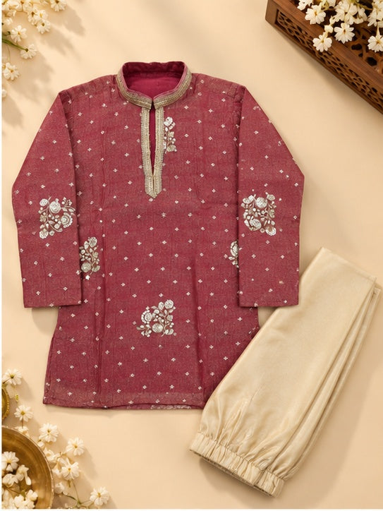 Boys Maroon Kurta Pajama Set | Kids Festive & Wedding Ethnic Wear