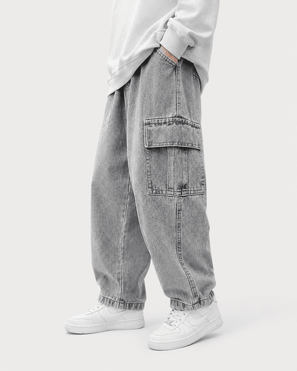 Cargo Denim Straight Leg Jeans