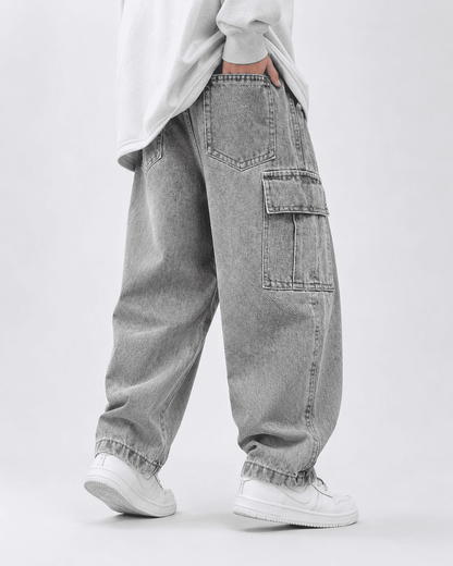 Cargo Denim Straight Leg Jeans