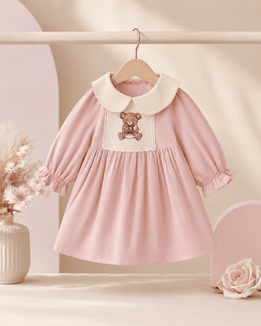 Embroidered Collar Cotton Princess Dress