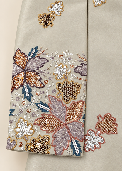 Boys Beige Floral Sherwani Set with Matching Pants | Kids Festive & Wedding Wear