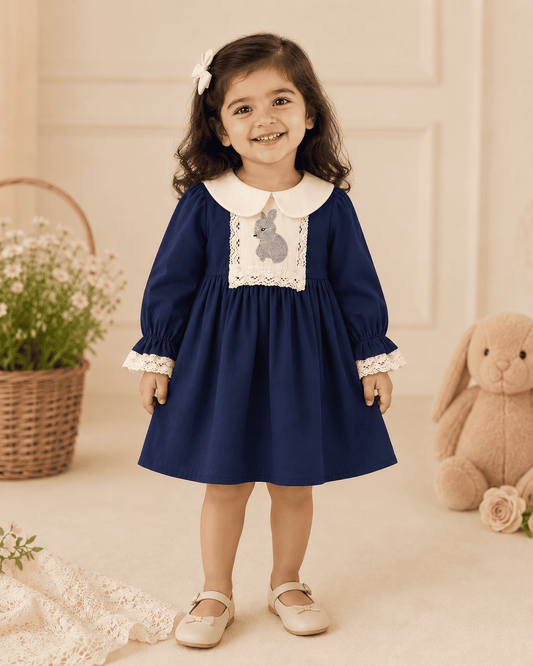 Embroidered Collar Cotton Princess Dress
