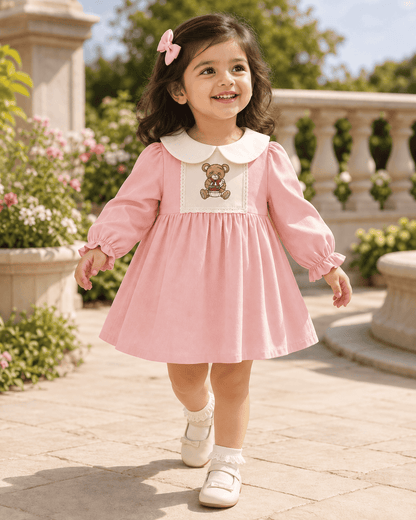 Embroidered Collar Cotton Princess Dress