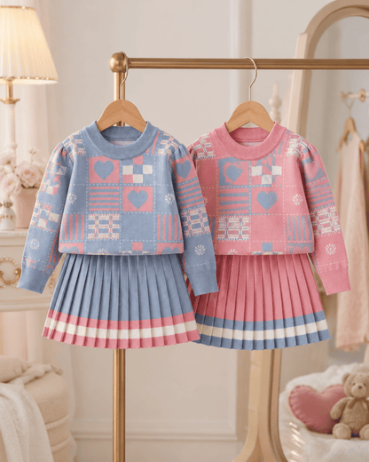Geometric Knit Sweater Dress Two-Piece Set