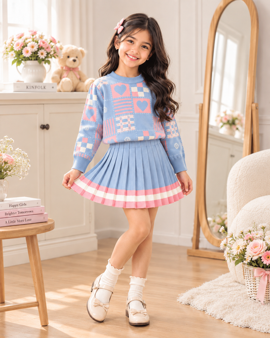 Geometric Knit Sweater Dress Two-Piece Set