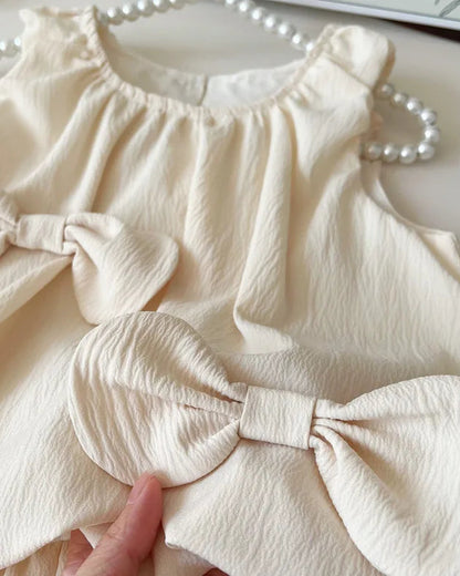 Baby Girl's Cute Bowknot Bud Vest Skirt Princess Style Sleeveless Summer Set