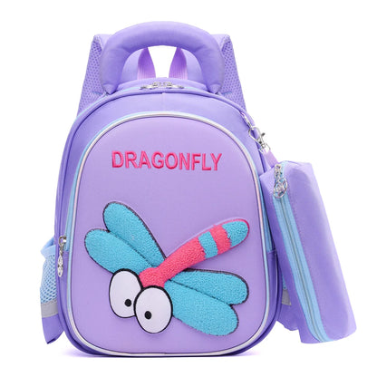 Kids Cartoon Animal Butterfly Backpack and Pencil Bag Set 2-Piece
