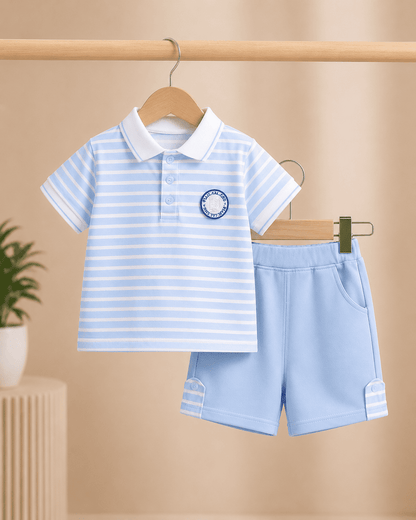 Striped Polo Short Sleeve Set
