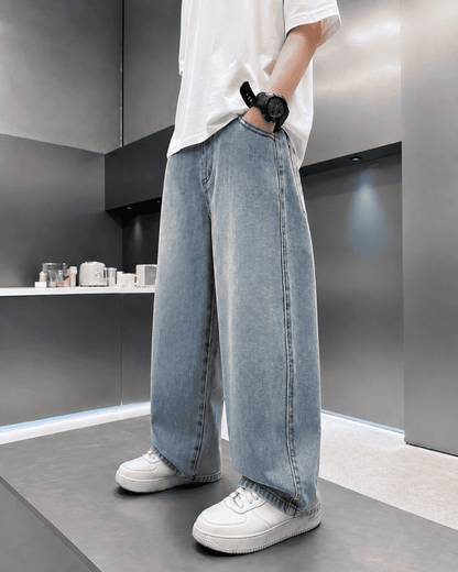 Wide Leg Baggy Denim Cartoon Embroidery