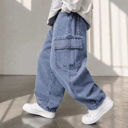 Wide Leg Denim Multi-Pocket Jeans