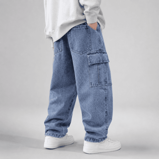 Wide Leg Denim Multi-Pocket Jeans