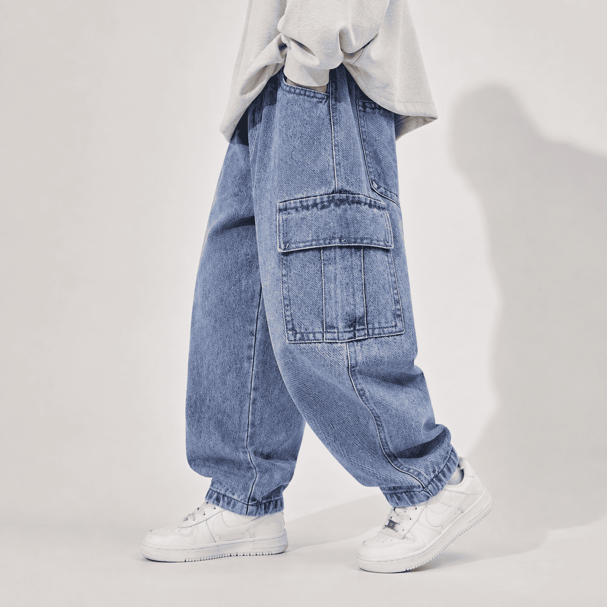 Wide Leg Denim Multi-Pocket Jeans