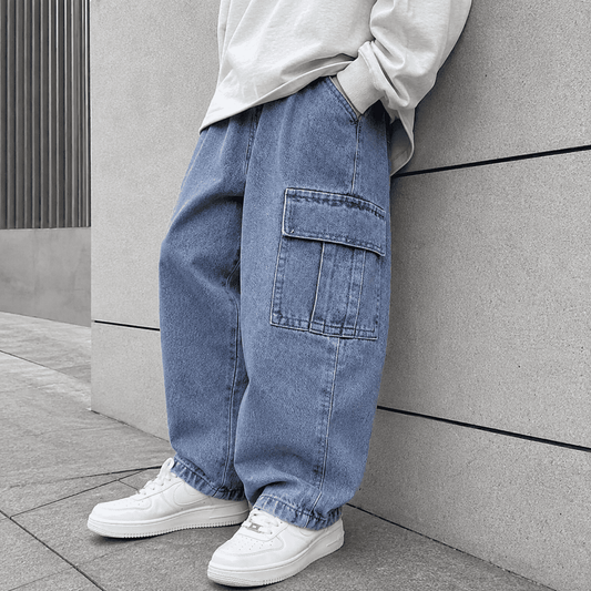 Wide Leg Denim Multi-Pocket Jeans