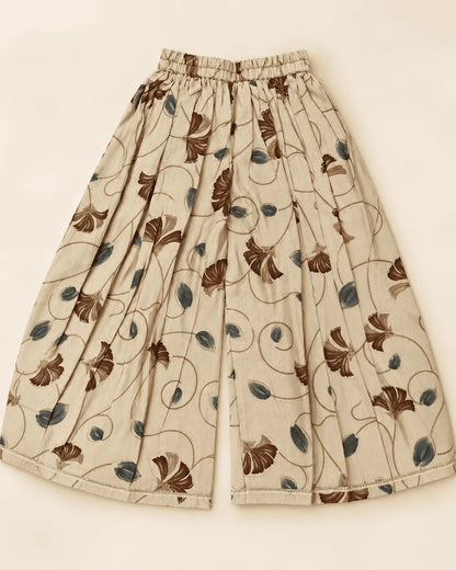 Girls Beige Floral Kurti, Palazzo Pants & Dupatta Set | 3-Piece Kids Ethnic Wear for Wedding, Diwali & Festive Occasions