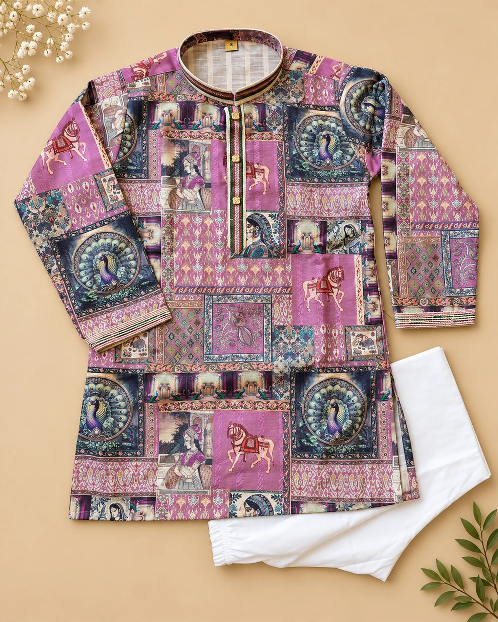 Boys Heritage Printed Kurta Pajama Set – Kids Ethnic Wear for Wedding & Festivals