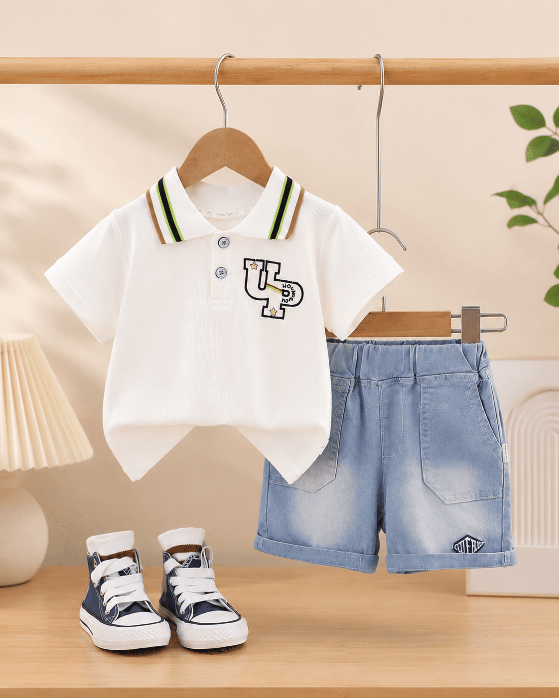Polo T-Shirt And Light Denim Shorts Set Mizzy - Kids Essentials Boys D2btdf An