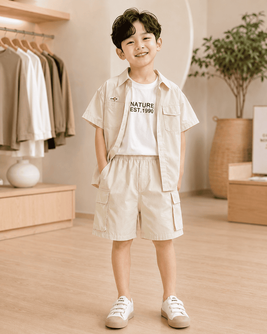 Blend Three Piece Safari Shorts Outfit Set Mizzy - Kids Essentials Boys D2btdf An