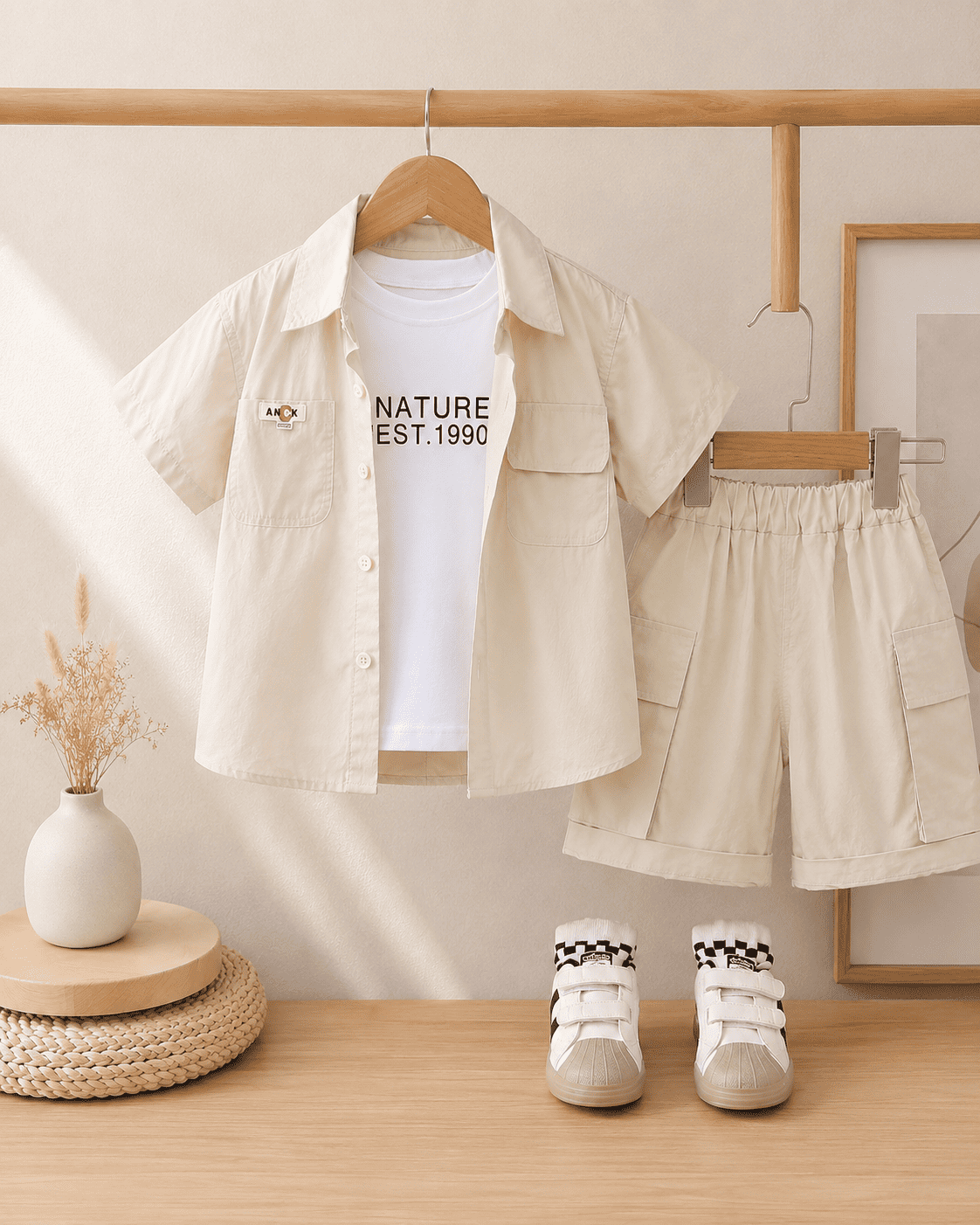 Blend Three Piece Safari Shorts Outfit Set Mizzy - Kids Essentials Boys D2btdf An