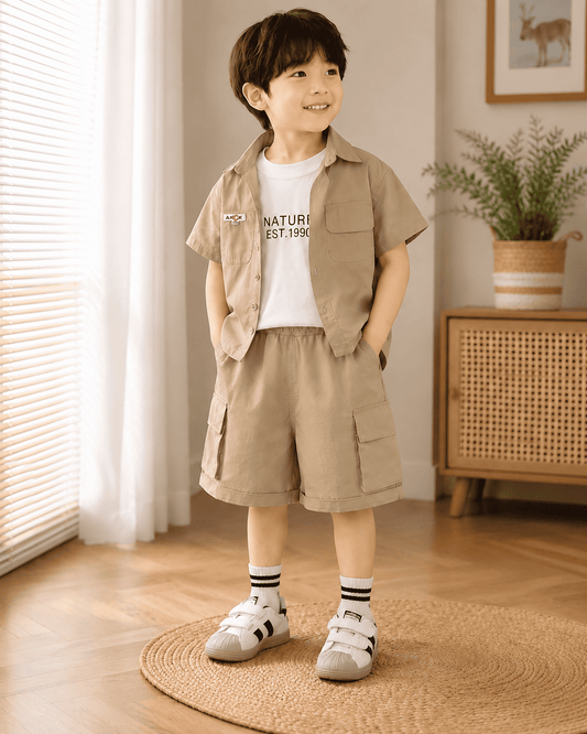 Blend Three Piece Safari Shorts Outfit Set Mizzy - Kids Essentials Boys D2btdf An