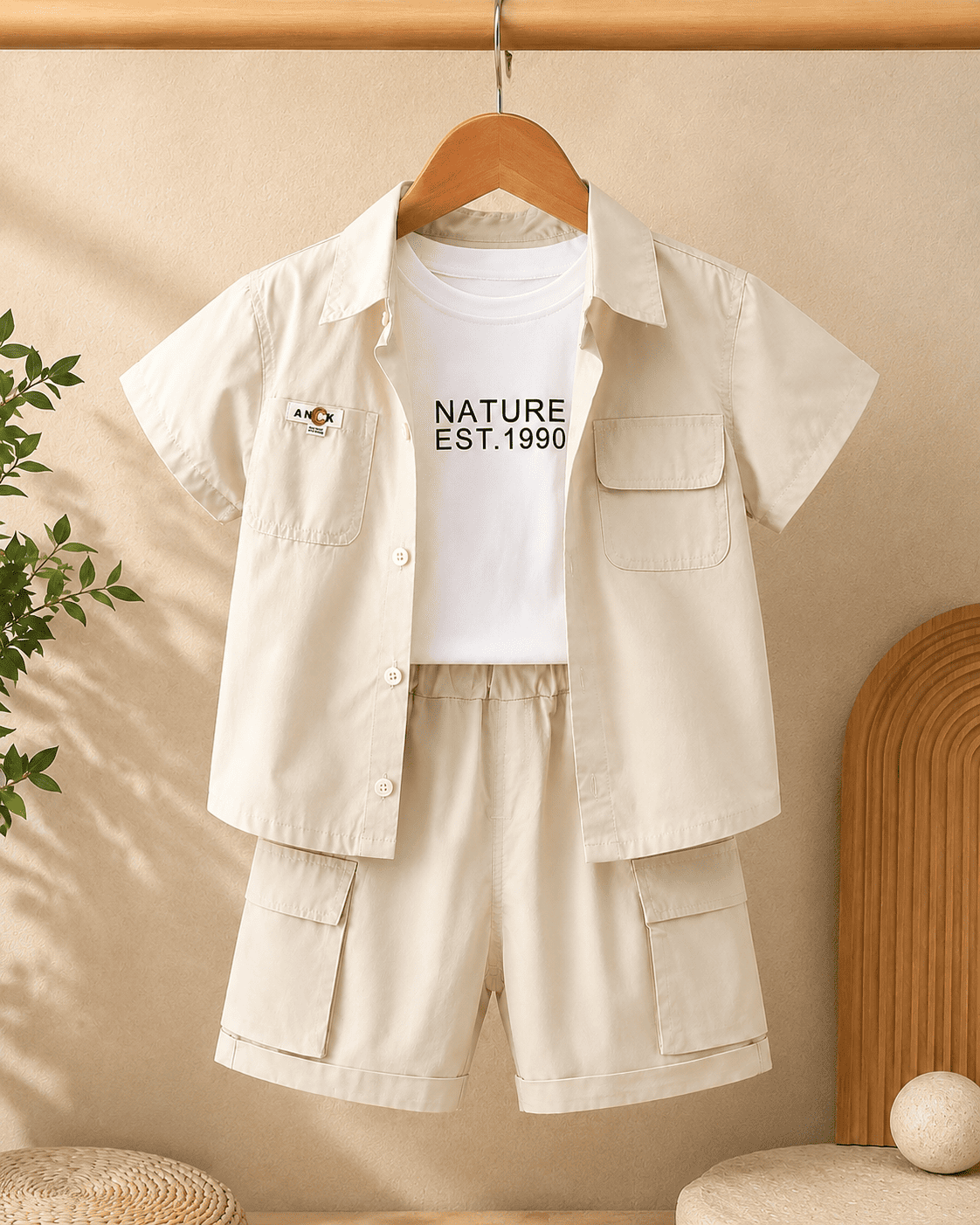 Blend Three Piece Safari Shorts Outfit Set Mizzy - Kids Essentials Boys D2btdf An