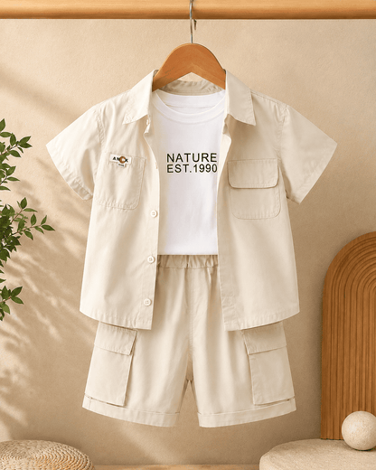 Blend Three Piece Safari Shorts Outfit Set Mizzy - Kids Essentials Boys D2btdf An